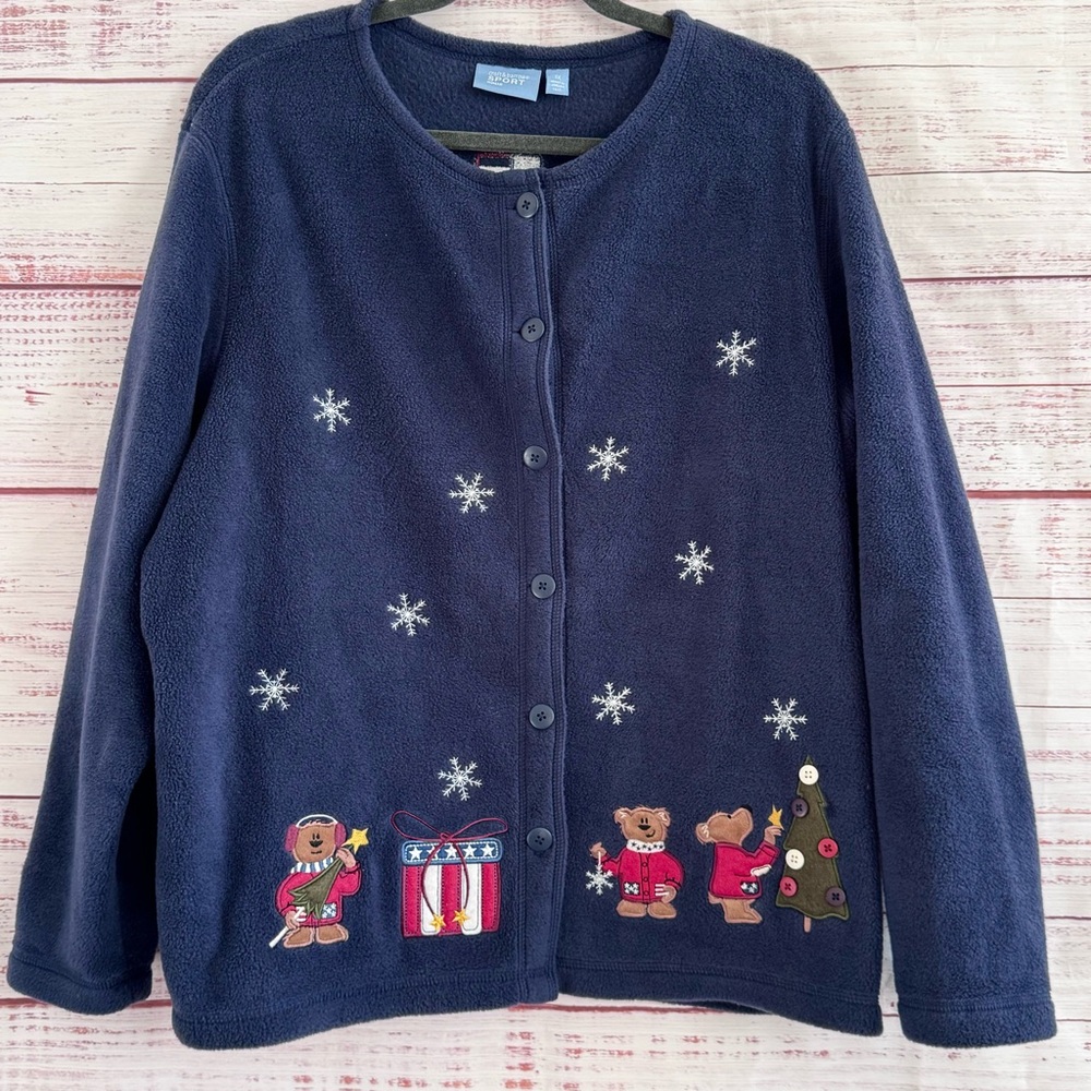 Vintage Americana Christmas Fleece Cardigan  Top